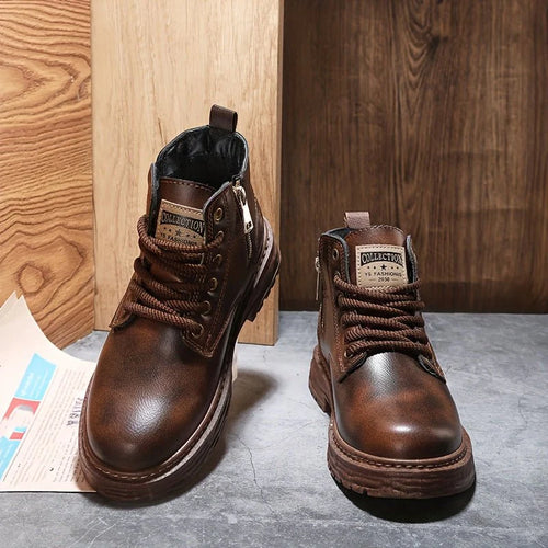 Herren Winterstiefel mit Reißverschluss – Hoher Schaft, Gepolsterte Sohle für Kalte Tage