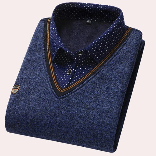Herrenpullover mit Hemdkragen – Weiches Material, Größen M-4XL für Alltag und Büro