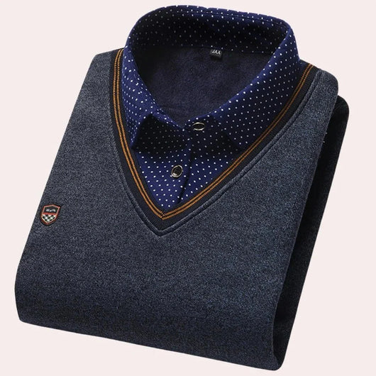 Herrenpullover mit Hemdkragen – Weiches Material, Größen M-4XL für Alltag und Büro 4