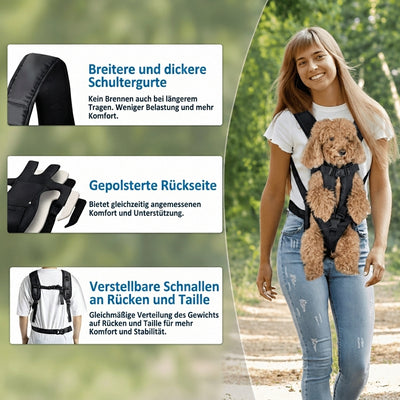 Hunderucksack zum Wandern – Belüftet, mit verstellbaren Trägern, spritzwassergeschützt, bis 15 kg