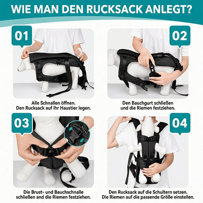 Hunderucksack zum Wandern – Belüftet, mit verstellbaren Trägern, spritzwassergeschützt, bis 15 kg