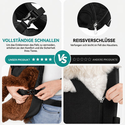 Hunderucksack zum Wandern – Belüftet, mit verstellbaren Trägern, spritzwassergeschützt, bis 15 kg