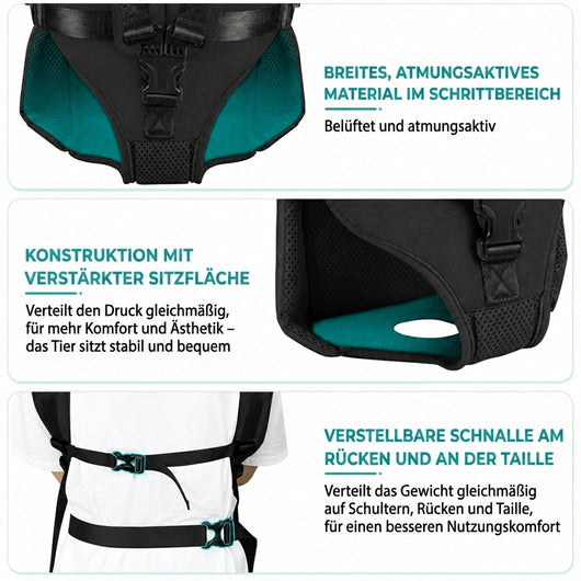 Hunderucksack zum Wandern – Belüftet, mit verstellbaren Trägern, spritzwassergeschützt, bis 15 kg