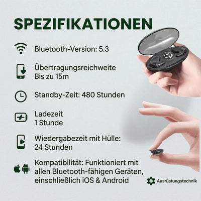In-Ear Kopfhörer mit Geräuschunterdrückung – Kabellos, IPX5 Wasserschutz für Seitenschläfer