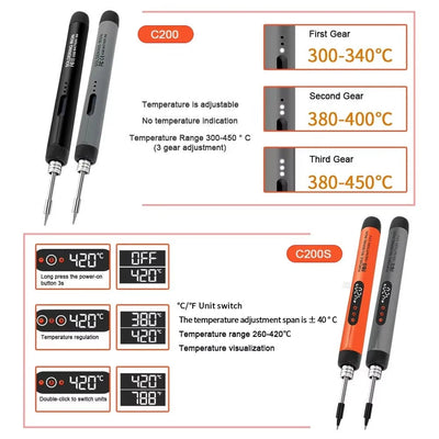 Kabelloser Lötkolben mit digitaler Temperaturanzeige – 3 Temperaturstufen, USB-Ladefunktion 6