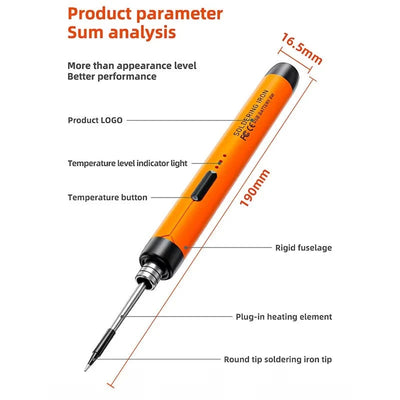 Kabelloser Lötkolben mit digitaler Temperaturanzeige – 3 Temperaturstufen, USB-Ladefunktion 8