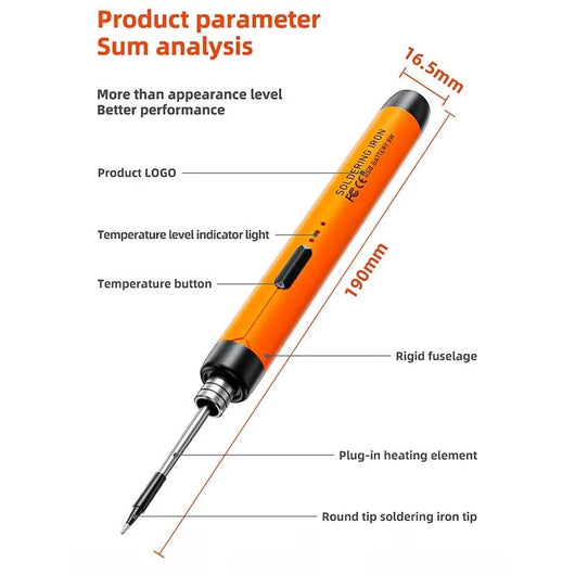 Kabelloser Lötkolben mit digitaler Temperaturanzeige – 3 Temperaturstufen, USB-Ladefunktion 8