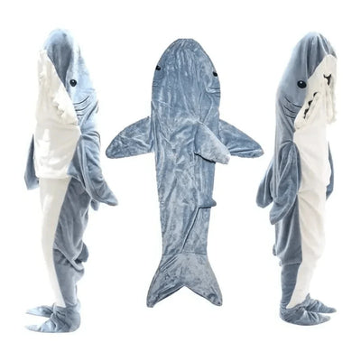 Kapuzendecke aus Fleece mit Hai-Motiv – Warm, leicht, Größen M bis 2XL 0