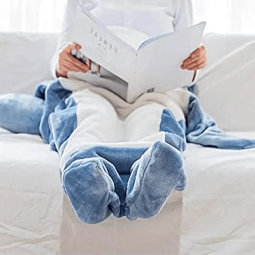 Tragbare Hai-Kuscheldecke mit Kapuze aus Fleece – warm und weich, Größen M bis 2XL