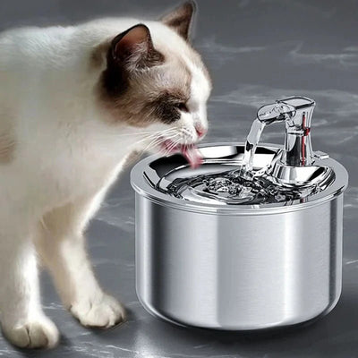 Katzenbrunnen Edelstahl mit 2L – Trinkbrunnen für Katzen mit 4-Schicht-Filtersystem 0