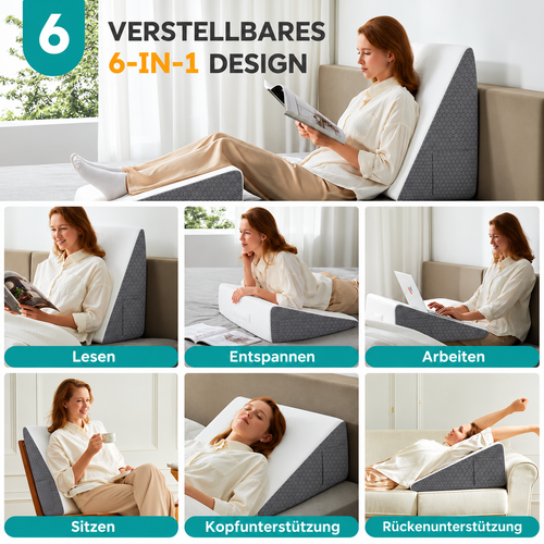 Keilkissen Gel-Memory-Schaum – Stützend, kühlend, abnehmbarer Bezug, rutschfest