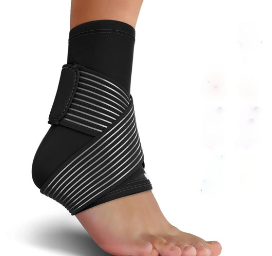 Knöchelbandage für Verstauchungen – Atmungsaktive Fußbandage mit verstellbarem Riemen, 3D-Strick 0