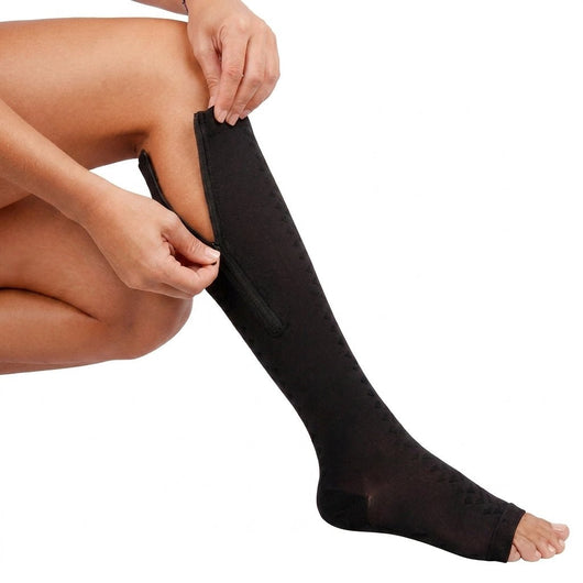 Kompressionssocken 20–30 mmHg für Damen und Herren – Atmungsaktiv, Offene Zehenpartie, Reißverschluss 5