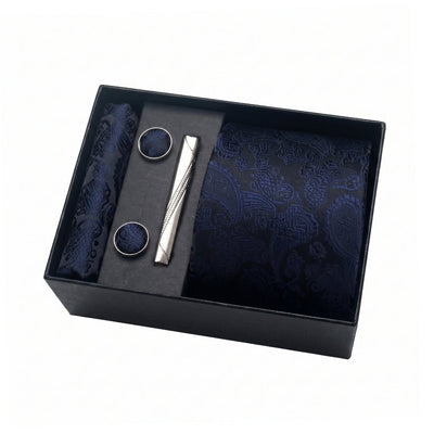 Krawatte Herren Geschenkset mit Einstecktuch und Manschettenknöpfen – 4-teiliges Accessoire-Set für formelle Anlässe 10