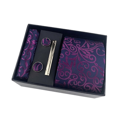 Krawatte Herren Geschenkset mit Einstecktuch und Manschettenknöpfen – 4-teiliges Accessoire-Set für formelle Anlässe 11