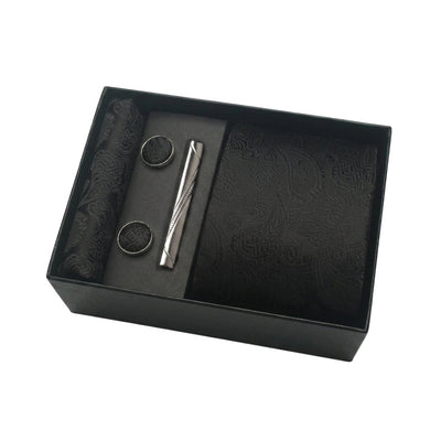 Krawatte Herren Geschenkset mit Einstecktuch und Manschettenknöpfen – 4-teiliges Accessoire-Set für formelle Anlässe 14