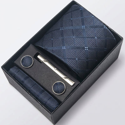 Krawatte Herren Geschenkset mit Einstecktuch und Manschettenknöpfen – 4-teiliges Accessoire-Set für formelle Anlässe 16