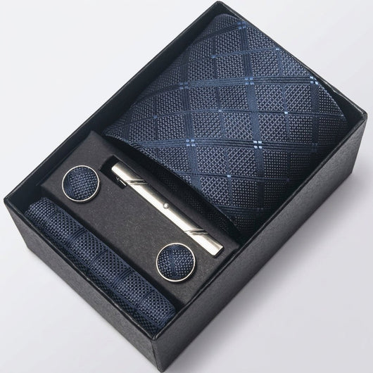 Krawatte Herren Geschenkset mit Einstecktuch und Manschettenknöpfen – 4-teiliges Accessoire-Set für formelle Anlässe 16