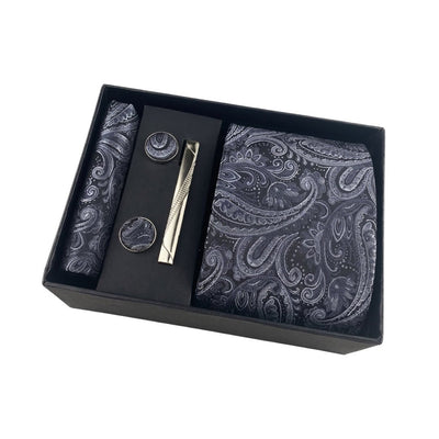 Krawatte Herren Geschenkset mit Einstecktuch und Manschettenknöpfen – 4-teiliges Accessoire-Set für formelle Anlässe 3