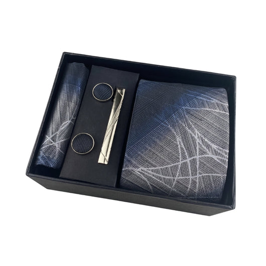 Krawatte Herren Geschenkset mit Einstecktuch und Manschettenknöpfen – 4-teiliges Accessoire-Set für formelle Anlässe 4