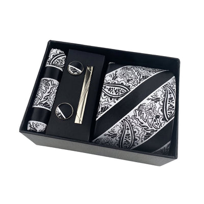 Krawatte Herren Geschenkset mit Einstecktuch und Manschettenknöpfen – 4-teiliges Accessoire-Set für formelle Anlässe 5