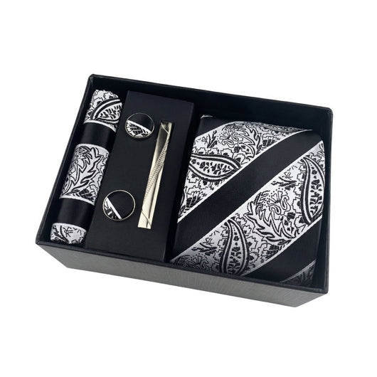 Krawatte Herren Geschenkset mit Einstecktuch und Manschettenknöpfen – 4-teiliges Accessoire-Set für formelle Anlässe 5