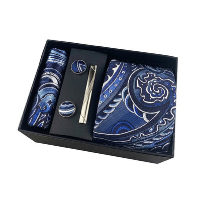 Krawatte Herren Geschenkset mit Einstecktuch und Manschettenknöpfen – 4-teiliges Accessoire-Set für formelle Anlässe 6