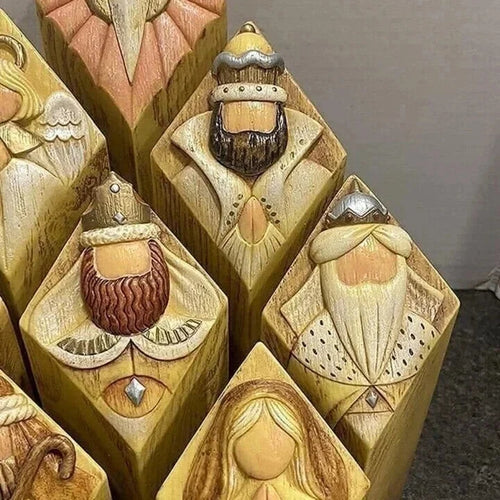 Krippensäulen Figuren Set 9-teilig aus Polyresin für Weihnachtsdekoration innen und außen