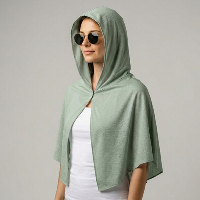 KühlKape Kühlendes Sommer-Wrap – Leichtes Tuch, Schal & Wrap mit Kapuze