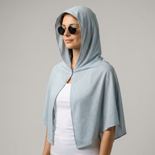 KühlKape Kühlendes Sommer-Wrap – Leichtes Tuch, Schal & Wrap mit Kapuze