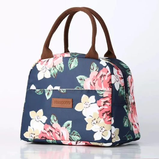 Kleine Kühltasche mit Blumenmuster, isolierte Thermotasche für das Mittagessen, leicht und wasserdicht.