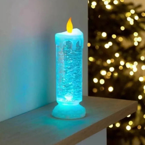 LED Kerze mit Farbwechsel und Glitzereffekt – Wiederaufladbar, 26 cm für festliche Dekoration