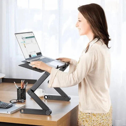 Laptopständer höhenverstellbar mit Mauspad – Faltbar, belüftet, für Sitzen und Stehen