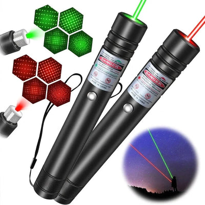 Grüner und roter Laserpointer mit Sternenhimmel-Effekt, USB-Akku und hoher Reichweite