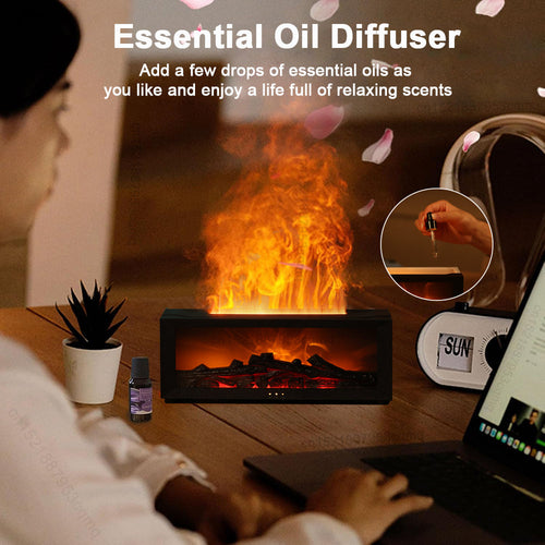 Luftbefeuchter Schlafzimmer mit LED-Flammeneffekt – 150 ml, Aromatherapie, bis 10 m²