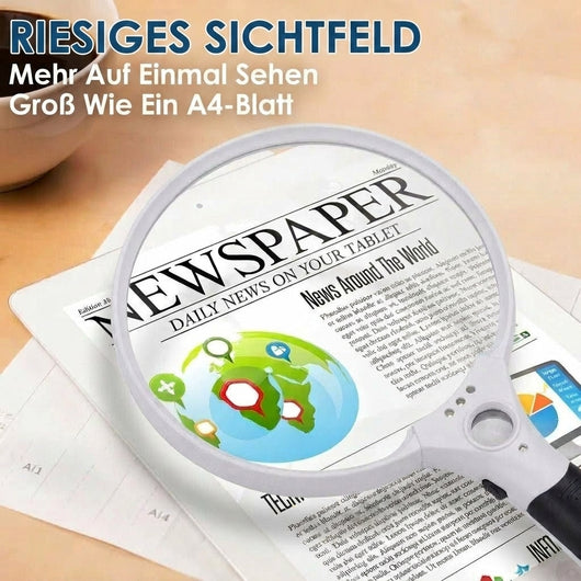 Lupe mit LED-Licht 14 cm – 10x, 20x, 45x Vergrößerung für Lesen und Echtheitsprüfung