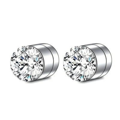Magnetische Ohrstecker Unisex – Zirkonia Clip-Ohrringe ohne Ohrloch aus Edelstahl 0