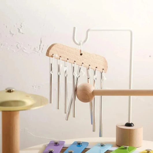 Montessori-Schlagzeug für Kleinkinder mit hängenden Klangstäben, Trommel und Xylophon für kreatives Musiklernen