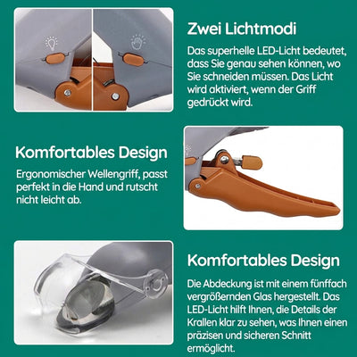 Nagelknipser für Hunde und Katzen mit LED-Licht - Rutschfester Griff für sicheres Kürzen der Krallen