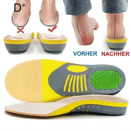 Orthopädische Einlegesohlen für Plattfüße – Gel-Dämpfung und Fersenstütze, zuschneidbar