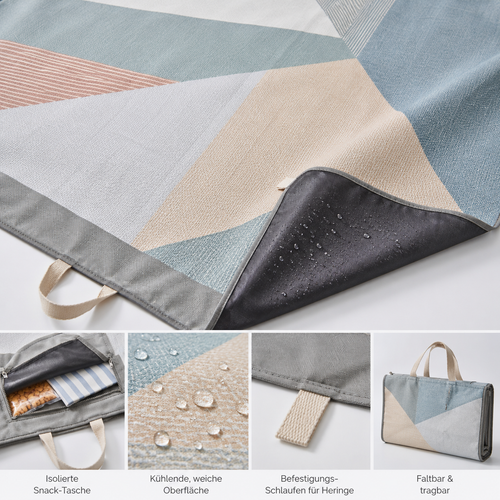 ParkPack Kühlende Picknickdecke – Faltbar, wasserabweisend, mit isolierter Snack-Tasche
