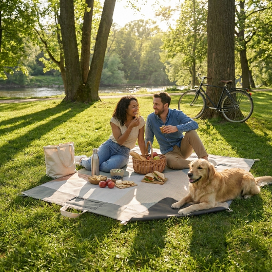 ParkPack Kühlende Picknickdecke – Faltbar, wasserabweisend, mit isolierter Snack-Tasche