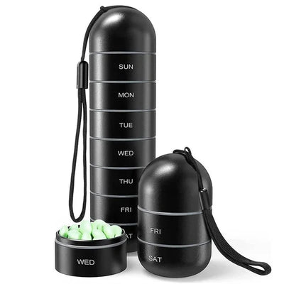 Pillenorganizer aus Aluminium – wasserdicht, mit stapelbaren Fächern für Reisen und Outdoor