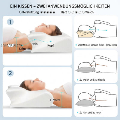 Ergonomisches Kopfkissen aus Memory-Schaum für erholsamen Schlaf – Atmungsaktiver Bezug, Nackenunterstützung