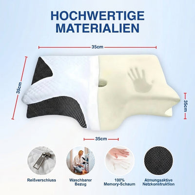 Ergonomisches Kopfkissen aus Memory-Schaum für erholsamen Schlaf – Atmungsaktiver Bezug, Nackenunterstützung