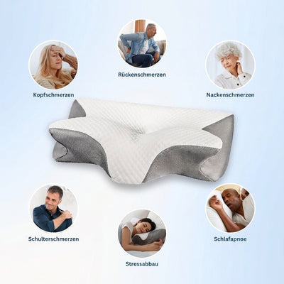 Ergonomisches Kopfkissen aus Memory-Schaum für erholsamen Schlaf – Atmungsaktiver Bezug, Nackenunterstützung