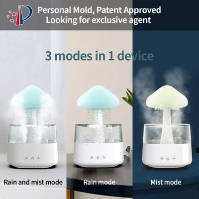 Schreibtischlampe mit Luftbefeuchter und Aromatherapie im Regenwolken-Design mit drei verschiedenen Betriebsmodi