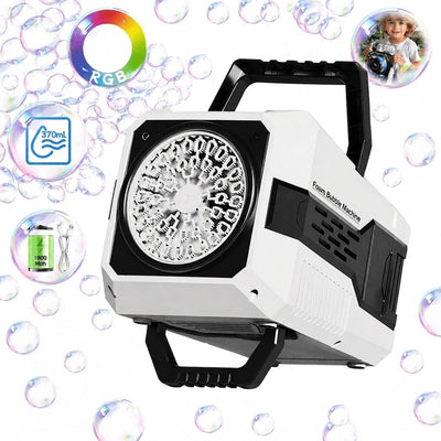 Seifenblasenmaschine Hochzeit mit Fernbedienung – 30.000 Blasen pro Minute, RGB-Lichteffekt, wasserdicht 0