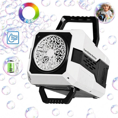 Seifenblasenmaschine Hochzeit mit Fernbedienung – 30.000 Blasen pro Minute, RGB-Lichteffekt, wasserdicht