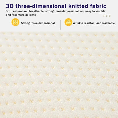 Nahaufnahme des dreidimensionalen Strickstoffs des Seitenschläferkissens mit feiner Textur